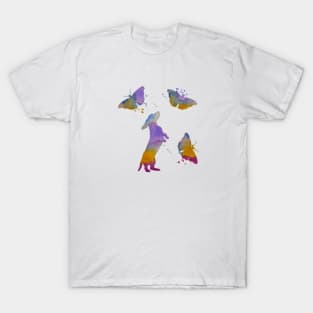 Basset Hound Art With Butterflies, Dog T-Shirt